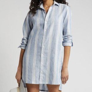 Frank & Eileen Hunter Shirt Dress Linen Cotton Blue & White Striped